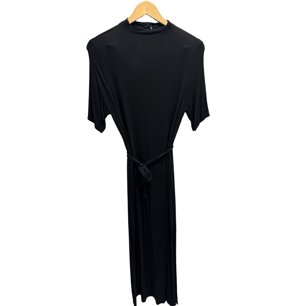 Nasty Gal Collection Black Maxi Dress Size UK 6 / US 2 Mock Neck Belted Batwing